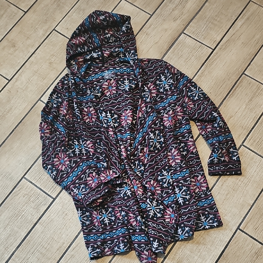 Cuddl Duds Snowflake Fleecewear Stretch Long Sleeve Hooded Wrap Cardigan L / XL